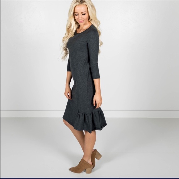 Stevie Hender Dresses & Skirts - Ruffled Back Dress in Charcoal